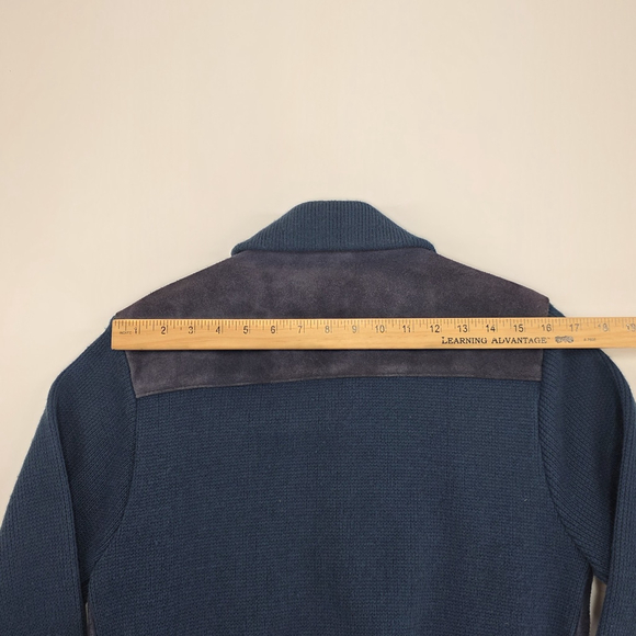 Vintage Royal Knight Leather Knit Jacket Mens Medium Blue Suede Zip - Picture 11 of 13
